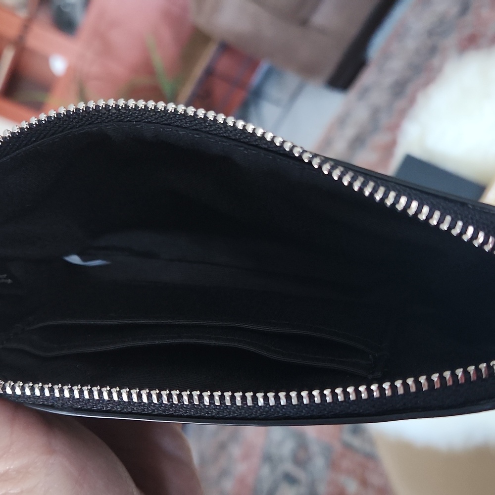 NWT IOB Coach Boxed Glitter Leather Signature Corner Zip Wristlet Wallet 🖤🎁🩶 - Picture 11 of 16